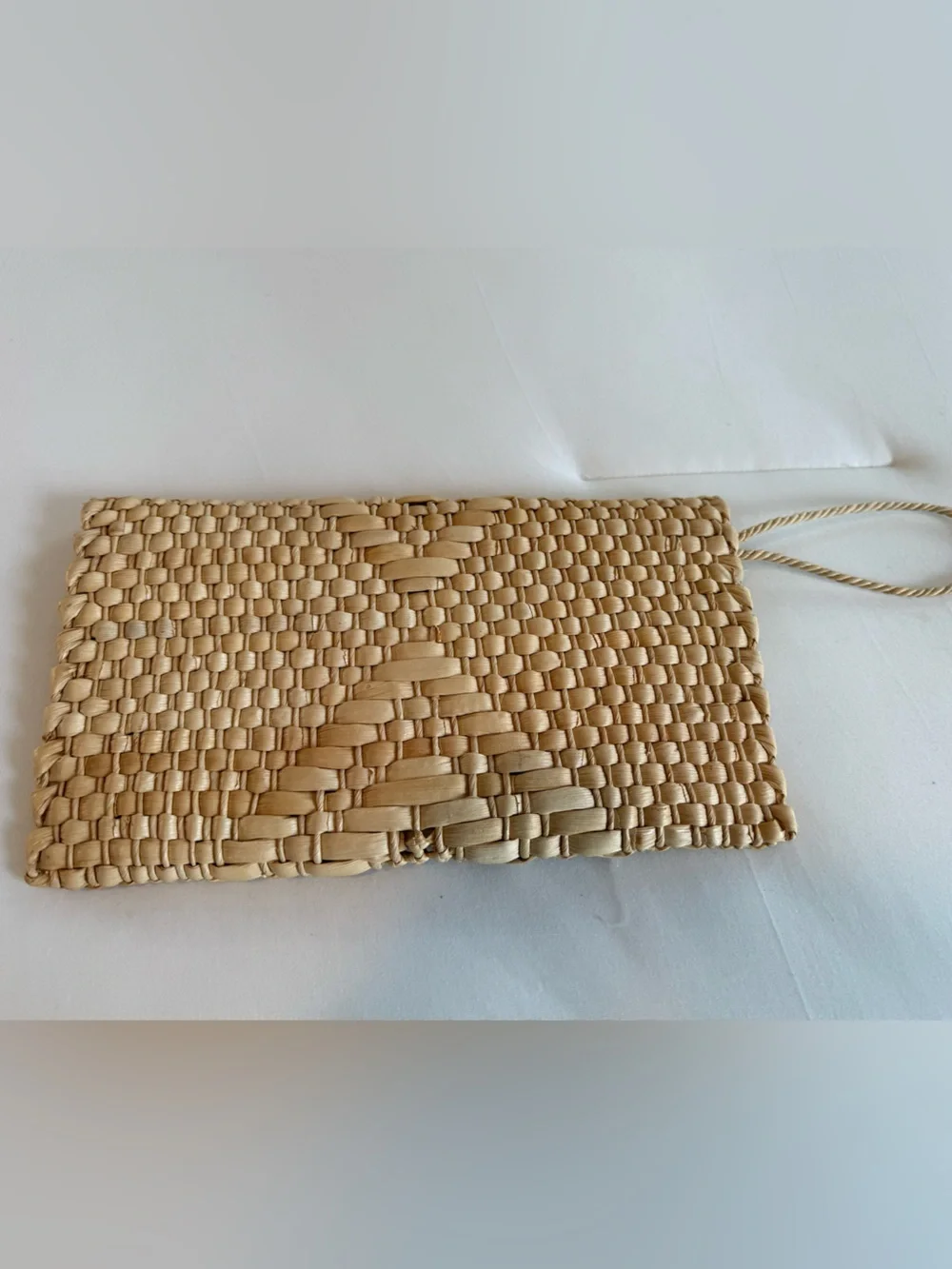 Bohemian Handwoven Straw Envelope Clutch Bag Natural Tan Geometric Design